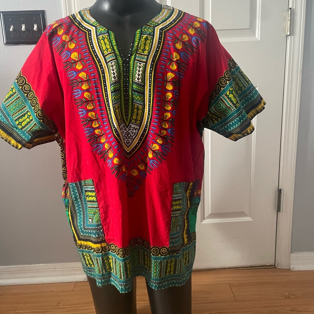 T.I.A. Ethic African inspired Dashiki Unisex Tunic Top  One Size fits XL